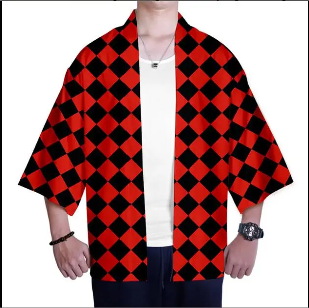 Аниме демон Slayer Kimetsu No Yaiba печать кимоно кардиган рубашка мужские костюмы косплей юката Haori Традиционная японская одежда
