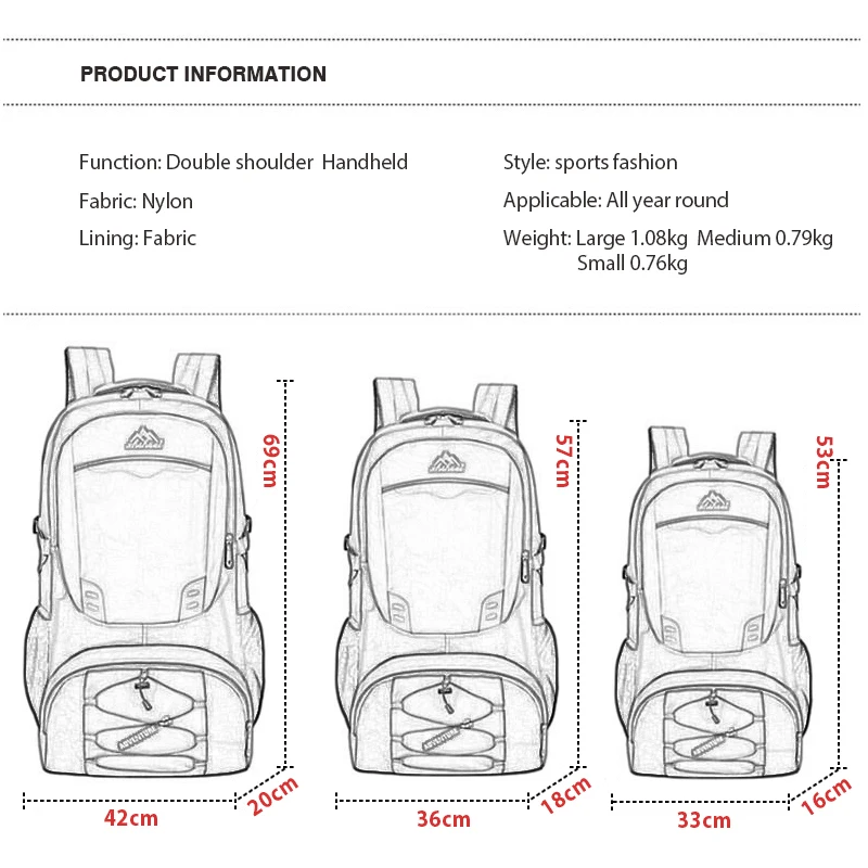 Multi Pockets 50L Capacity Outdoor Sports Bag Waterproof Climbing Backpack Camping Hiking Backpack Women Trekking Bag Men mountaineering backpack