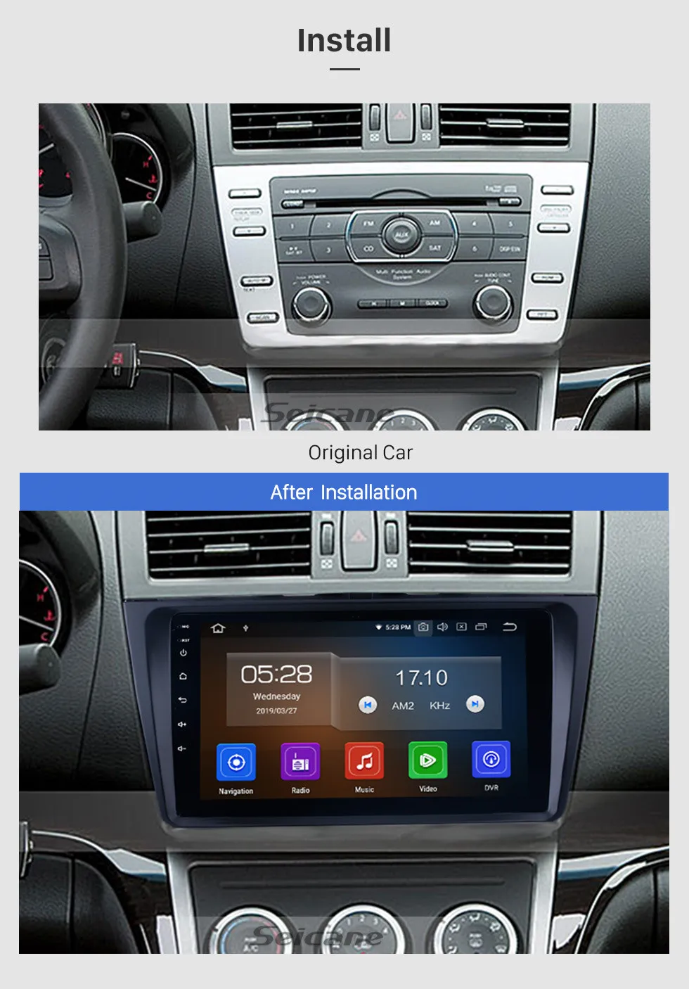Sale Seicane Android 9.0 8-CORE 9 inch Car Radio GPS Auto Stereo Unit for 2008-2014 2015 Mazda 6 Ruiyi With Bluetooth Mirror link 1