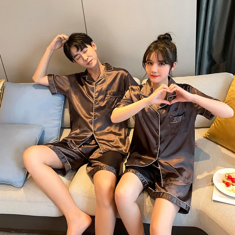 Luxury Pajama Suit Satin Silk Pyjamas Sets Couple Sleepwear Casual Family Pijama Lover Night Suit Men & Women Plus Size Pj Set - Image 6