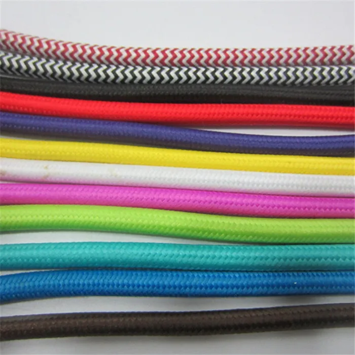 10m a lot fabric electrical cable Electric cable retro 20.75 textile woven mesh cable wire and the color yellow of power lines (46)