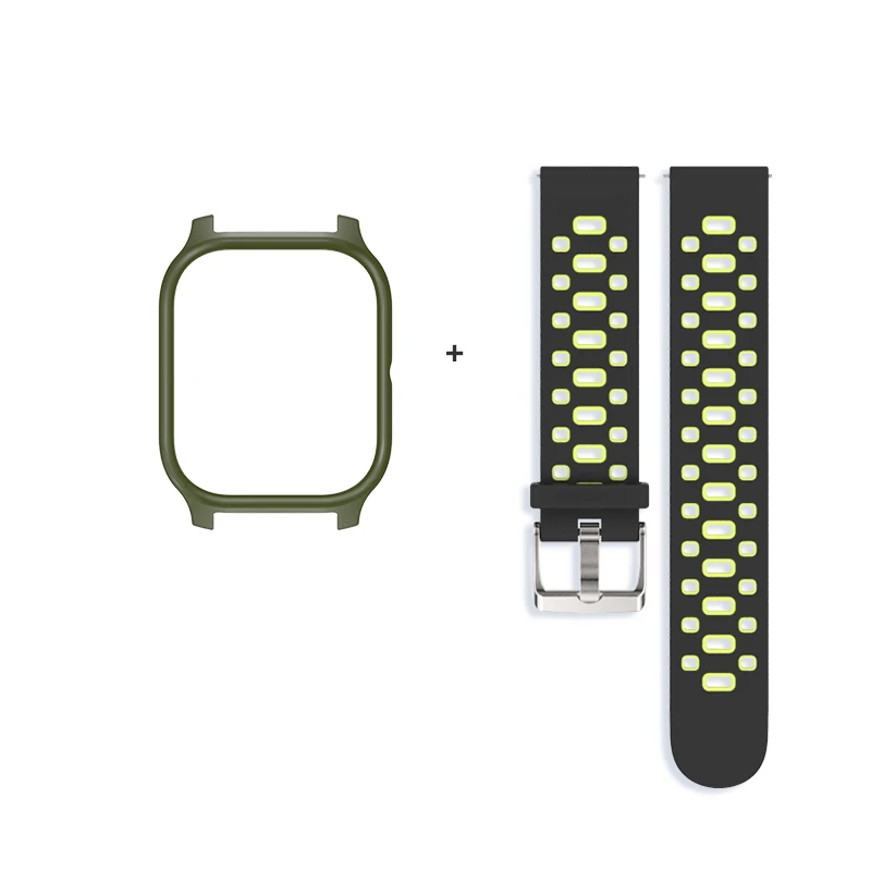 Black Green Green 20 мм силиконовый ремешок для Xiaomi Huami Amazfit Bip GTS браслет, чехол, защитная крышка, аксессуары для умных часов - Цвет: Black Green Green