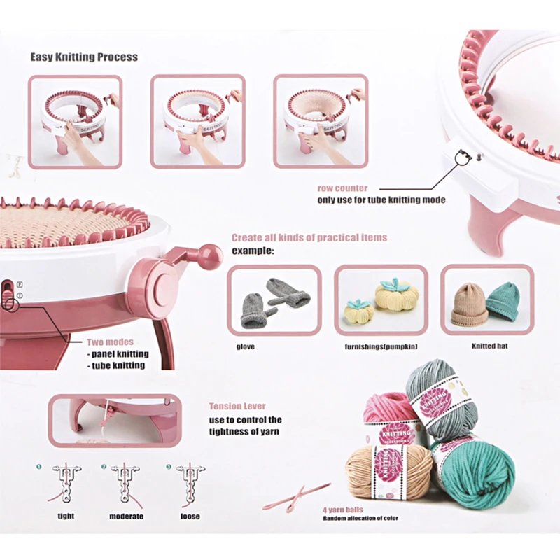 Knitting Machine 22/40/48 Needle Handmade Wool DIY Scarf Sweater Hat Socks Adult Children Tool