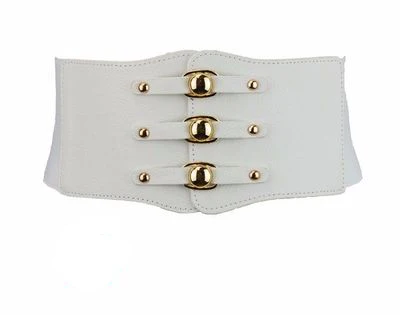 TOYOOSKY модные широкие ремни эластичный тонкий корсет для тела 4 цвета искусственная кожа ретро панк заклепки пояс широкий пояс - Цвет: White