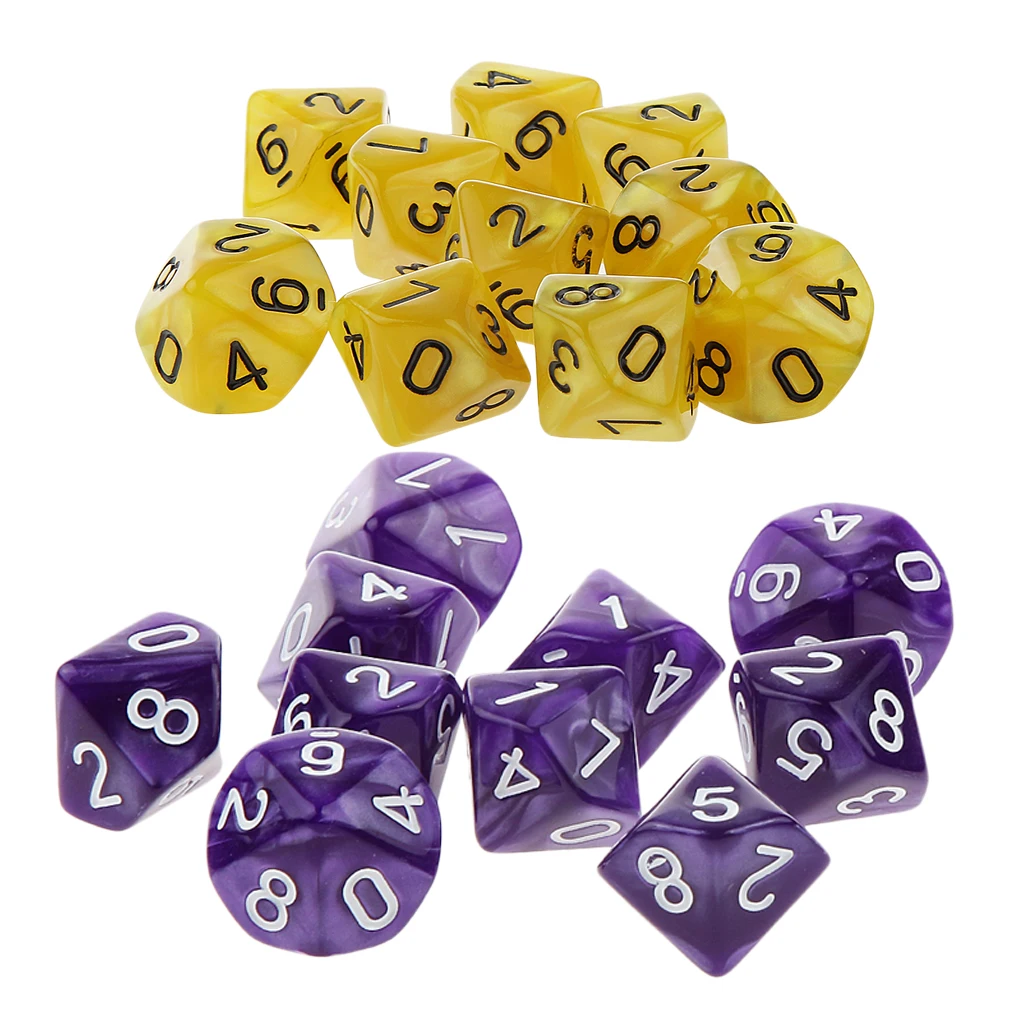 20x 22mm Ten Sided Dice D10 for Playing Dungeons D&D TRPG Roleplay Game Toys Party Gambling Dices Game Digital Dices