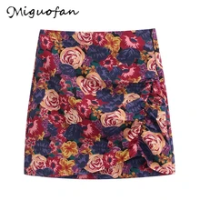 Huaxiafan мини-юбка, женские сексуальные юбки с цветочным принтом, высокая талия, шикарные стильные женские сапоги, плиссированные юбки, офисные