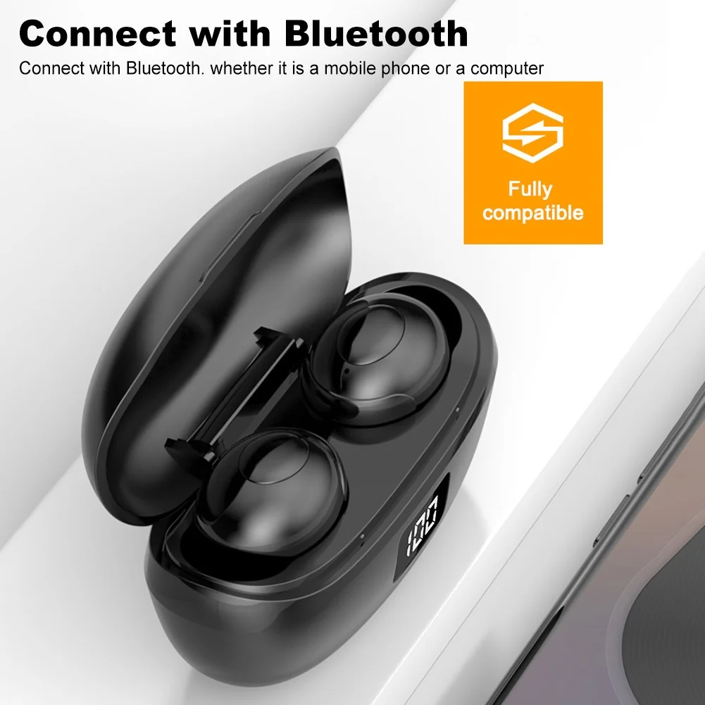 HKT 6 Bluetooth 5 0 Wireless 9D Stereo Earbuds Waterproof Earphones for Phone 10m Transmission Spacing Wireless Earphones