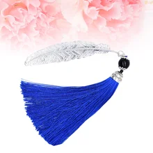 

Metal Feather Tassels Chinese Style Classic Feather (Silver Feather Blue Tassels)