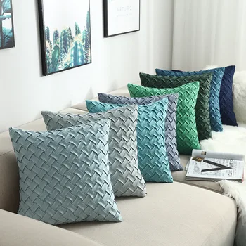 

Embroidered Geometric Cushion Cover Hand Pleat Pillow Cover Pillow Case Sofa Throw Pillows Home Living Room Decorative