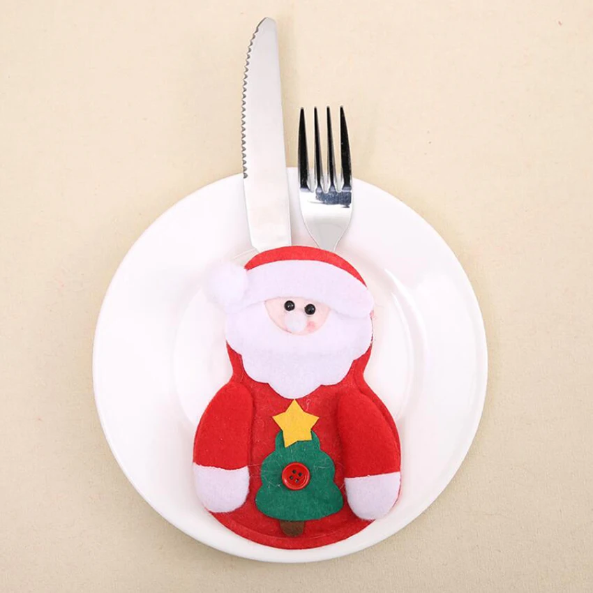 Новогодний Рождественский нож вилка столовые приборы комплект юбка брюки Navidad Natal обеденный стол рождественские украшения для дома Рождество