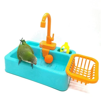 

Small Simulation Kitchen Sink Set Home Decoration Toys Automatic Water Cycle System Parrot Small Pet Electric Bathtub