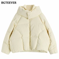 BGTEEVER Chic Hooded Cotton Padded Women Parkas 2021 Winter Warm Loose Solid Thicken Female Coats Ladies Zippers Outwear 6