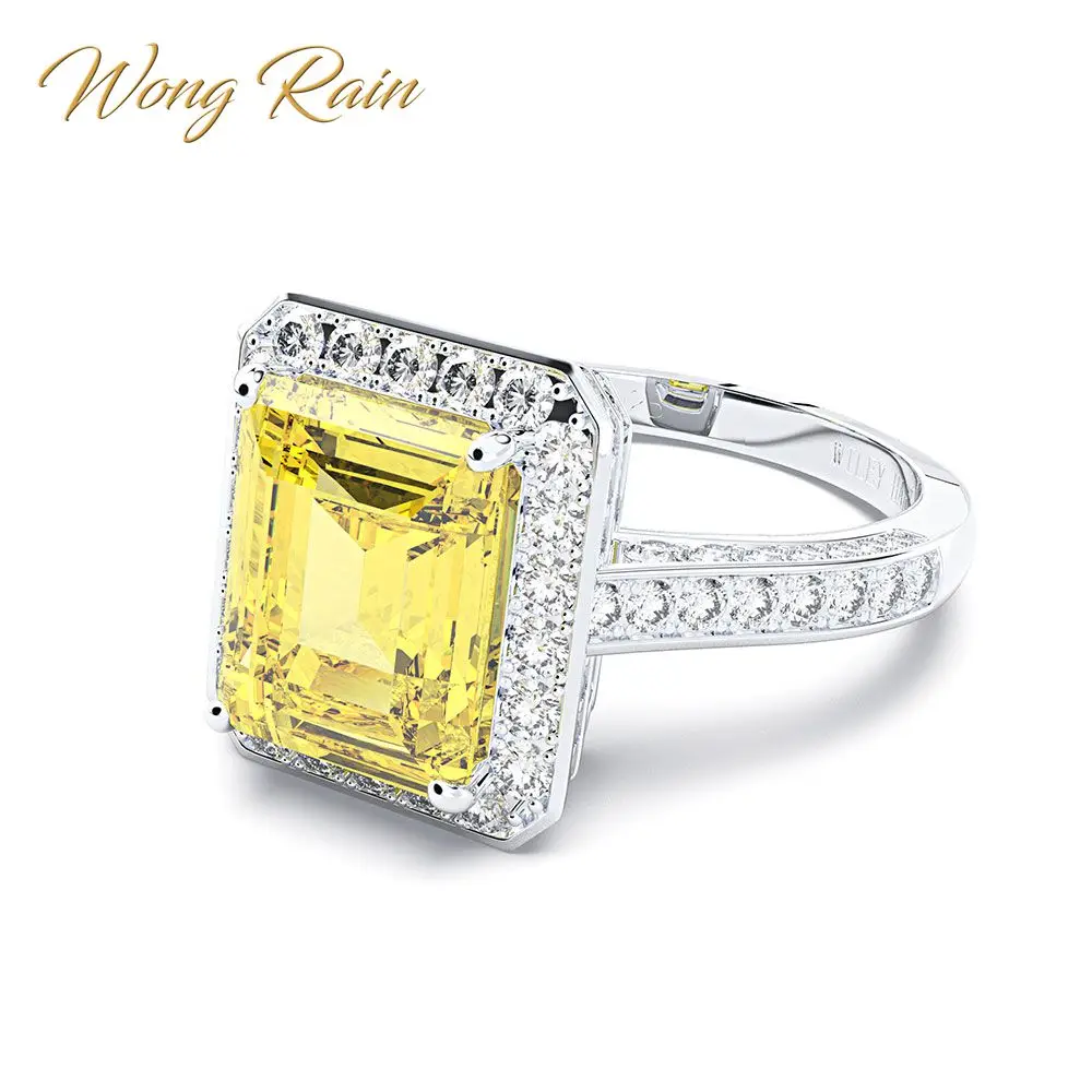 Кольцо Wong Rain из 100% серебра обручальное кольцо с драгоценными камнями и Цитрином