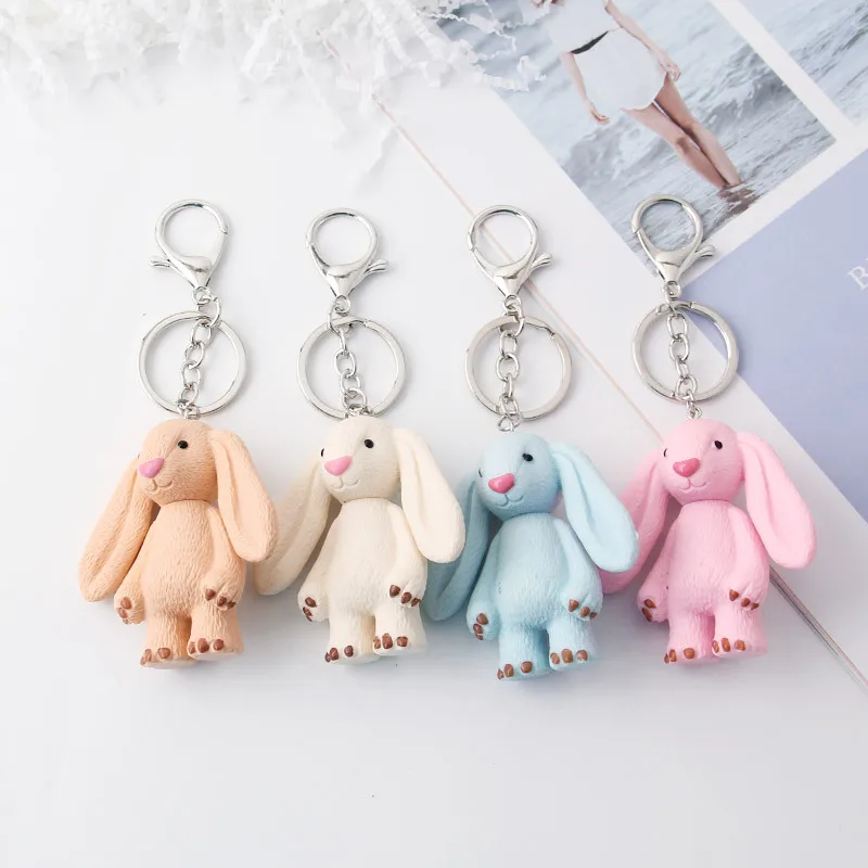 

2019 New Cute Lovely Bunny Keychains for Women Bag Fake Fur Cars Fluffy Unicorn Horse Animal Keychain Ring Pom Jewelry Gift
