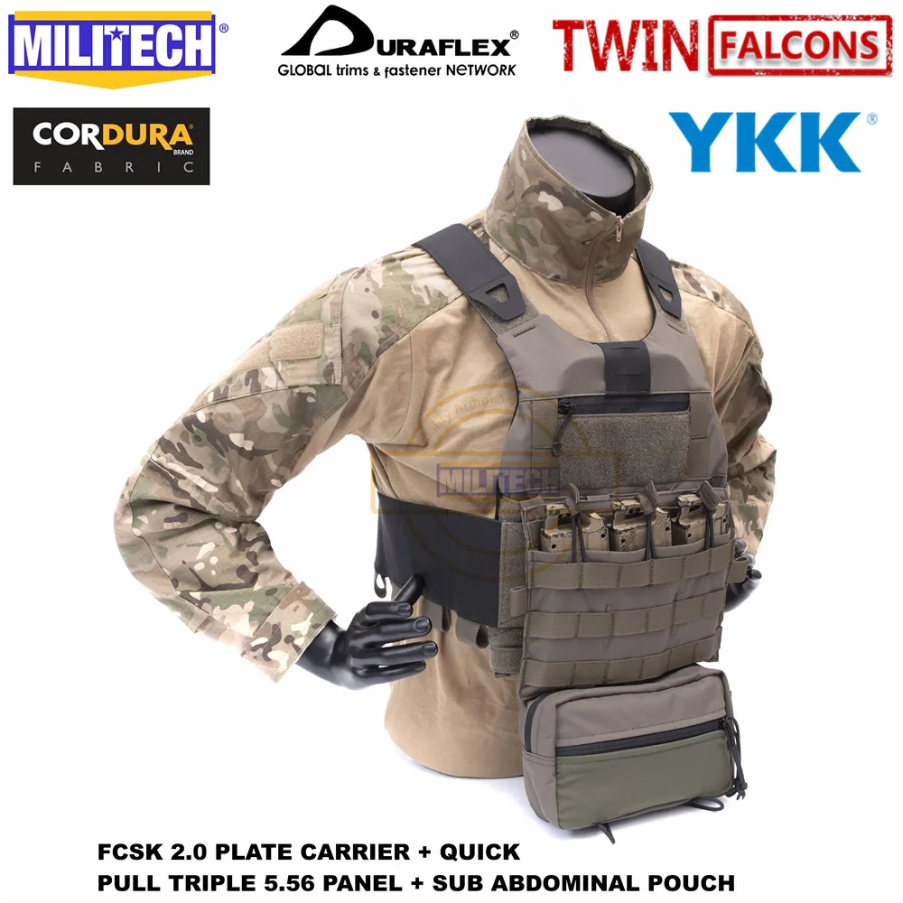 MILITECH TW FCSK 2,0 расширенный Slickster Ferro пластинчатый Перевозчик с быстрым тягом тройной 5,56 Mag панель+ Sub loadnial Pouch Loadout
