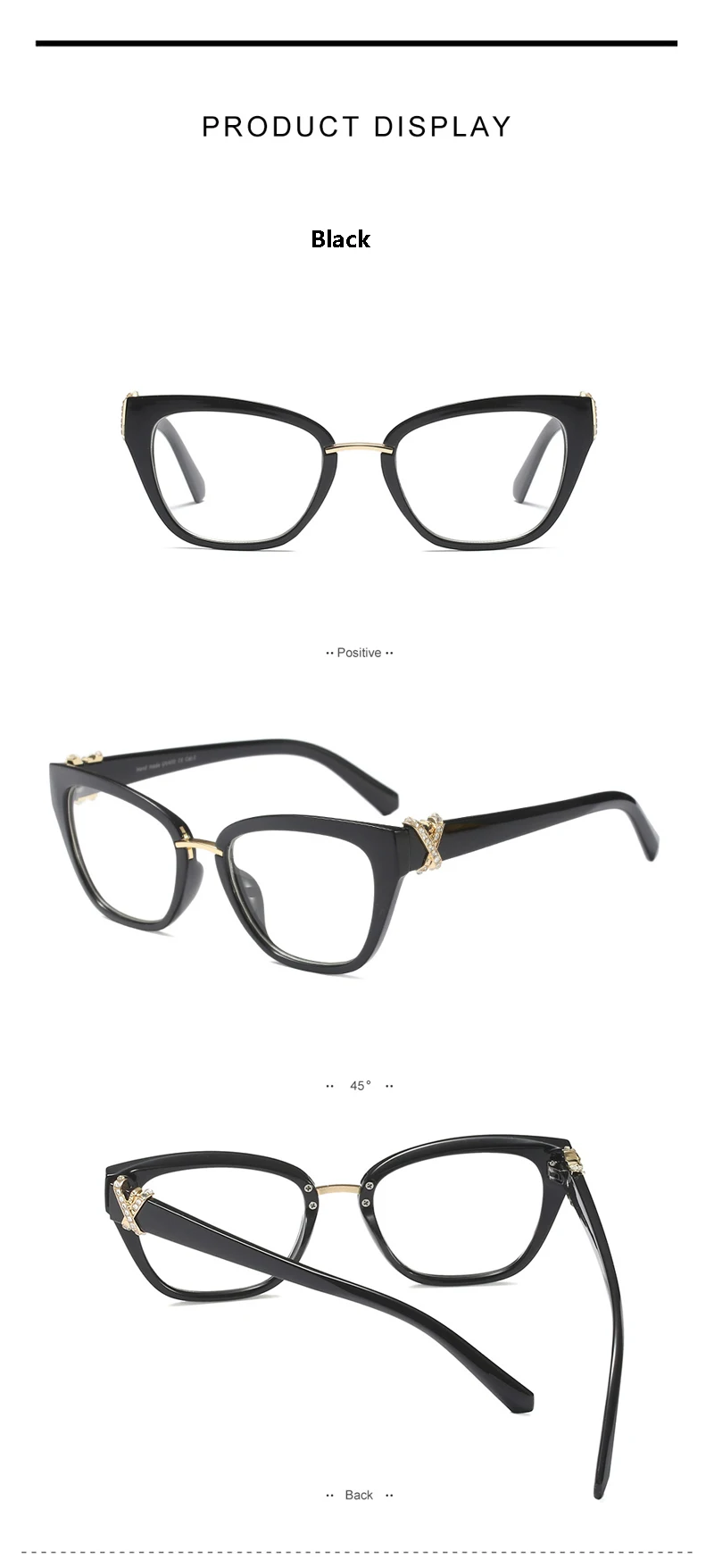 Zilead женские Крупногабаритные очки в форме "кошачий глаз" Рамка Роскошная обувь с украшением в виде кристаллов Для женщин оптический Sepectacles анти UV400 очки