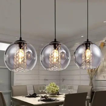 

Glass Ball Pendant Light Fixture E14 LED Bulb Pendant Lamp Deco Living Room Crystal Modern Fashion DIY Home Bried Dia 20cm Amber
