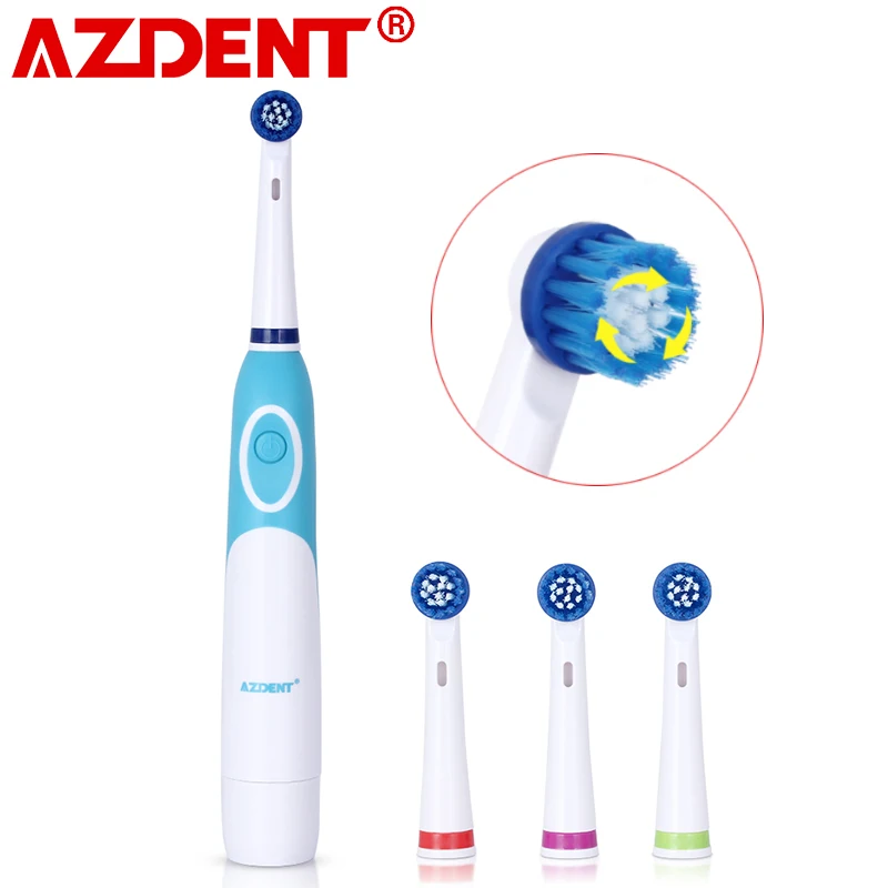 Nuevo  Cepillo de dientes eléctrico giratorio de AZ-OC2 para adultos, con 4 cabezales rotativos de repuesto, No recargable de energía, blanqueador dental Oral znKyE3AK