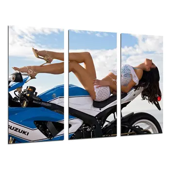 

Motorcycle Girl Sexy, photo print on wood, modern picture decorative 26273