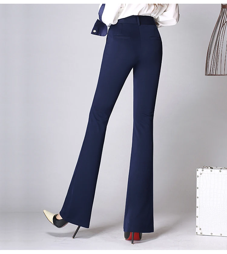 Flare Pants Women 2019 Autumn High Waist Elastic Slim Candy Color 26~35 Bodycon Long Ladies Trousers Workwear Pantalon Femme (18)