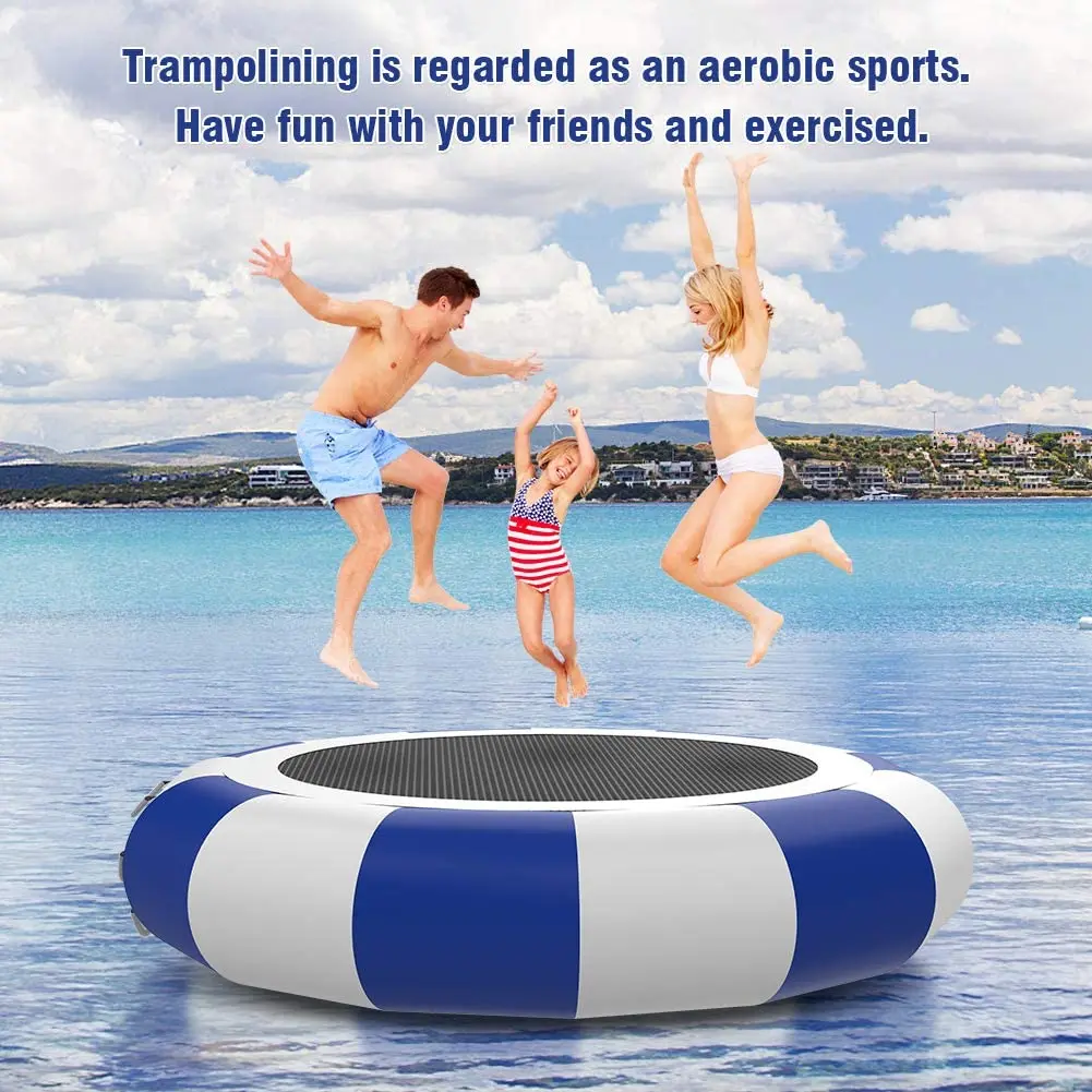 FUNWORLD Factory Price High Quality Outdoor Sea Air Bouncer Sport Jumping floating Water Inflatable Trampoline diameter 5m inflatable bouncer pool inflatable toy water trampoline water platform water jumping bed