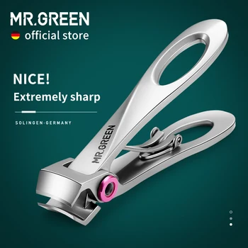 MR.GREEN Nail Clippers Stainless Steel Wide Jaw Opening Manicure Fingernail Cutter Thick Hard Ingrown Toenail Scissors tools