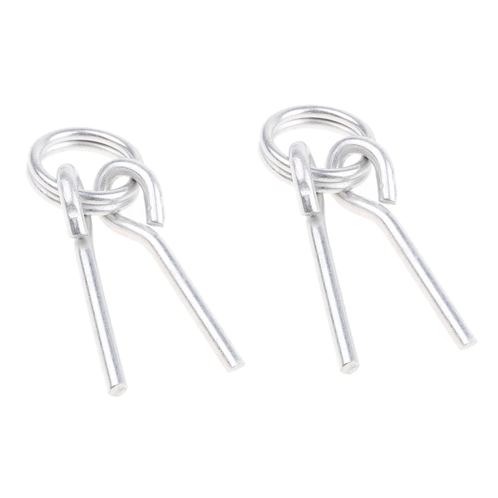 2Pcs 65mm Tent Pole Rings end Connectors with 2 Pins, Awning Repair Kit - Aluminum Alloy, Silver