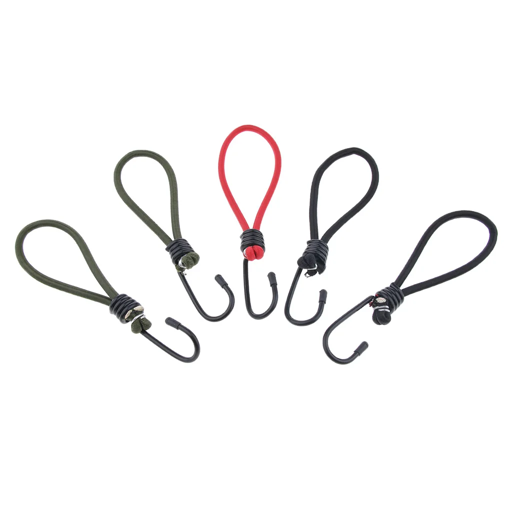 5 Pieces Bungee Hook Tie Tarpaulin Elastic Tension Belts With Hooks
