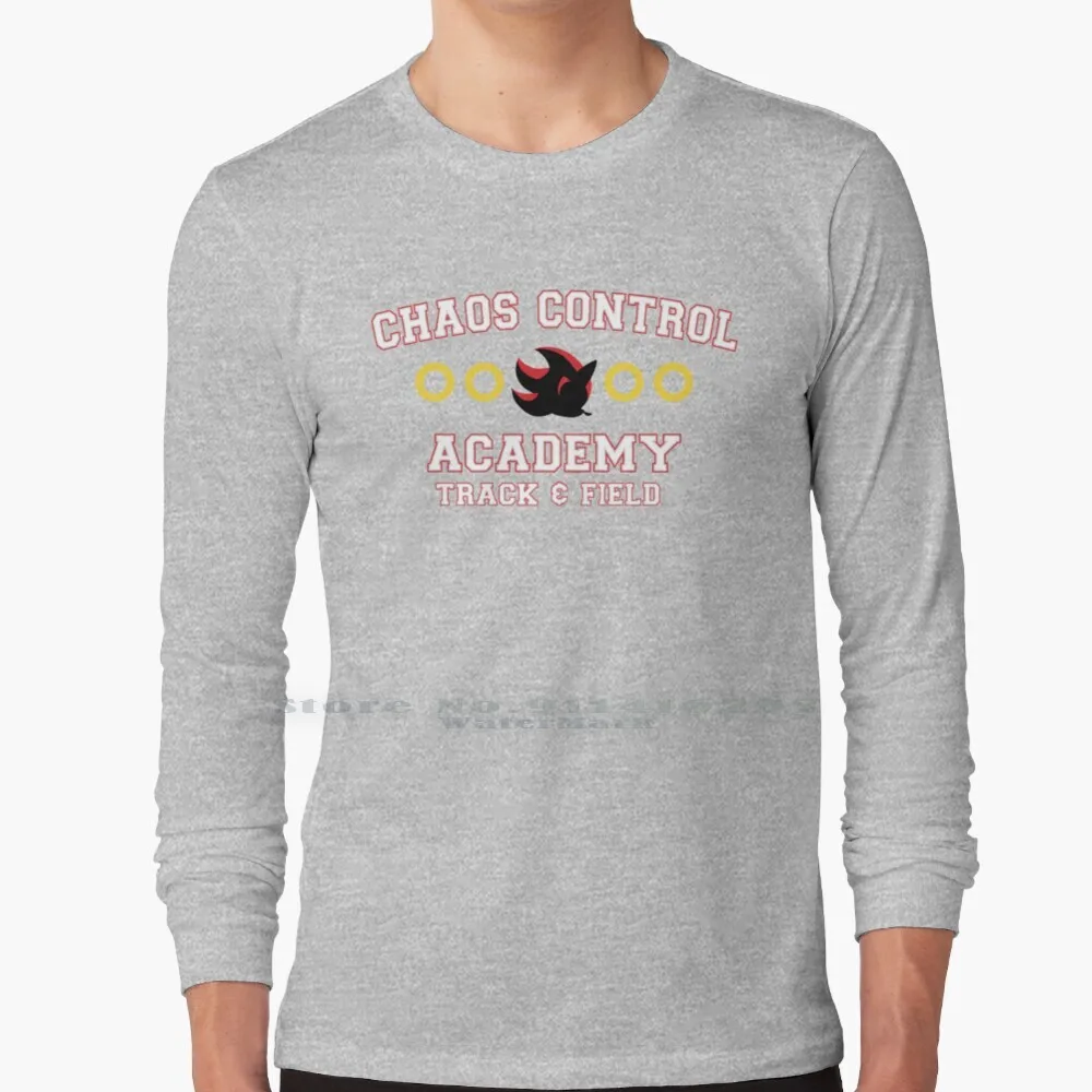 Chaos Control Academy Track & Field Maglietta A Maniche Lunghe University The Hedgehog Hedgehog Green Hill Green Hill Rings