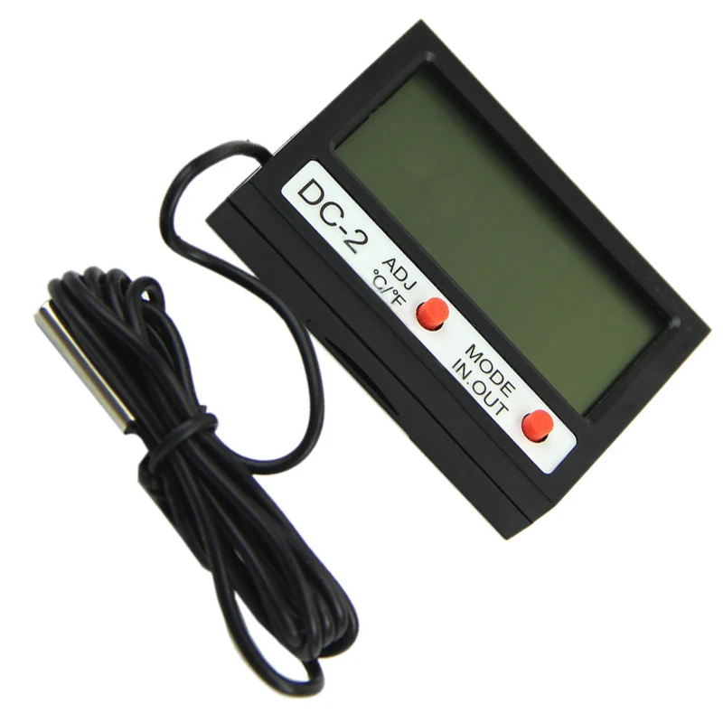 Two buttons Digital Thermometer No battery Assembly Black Auto Display