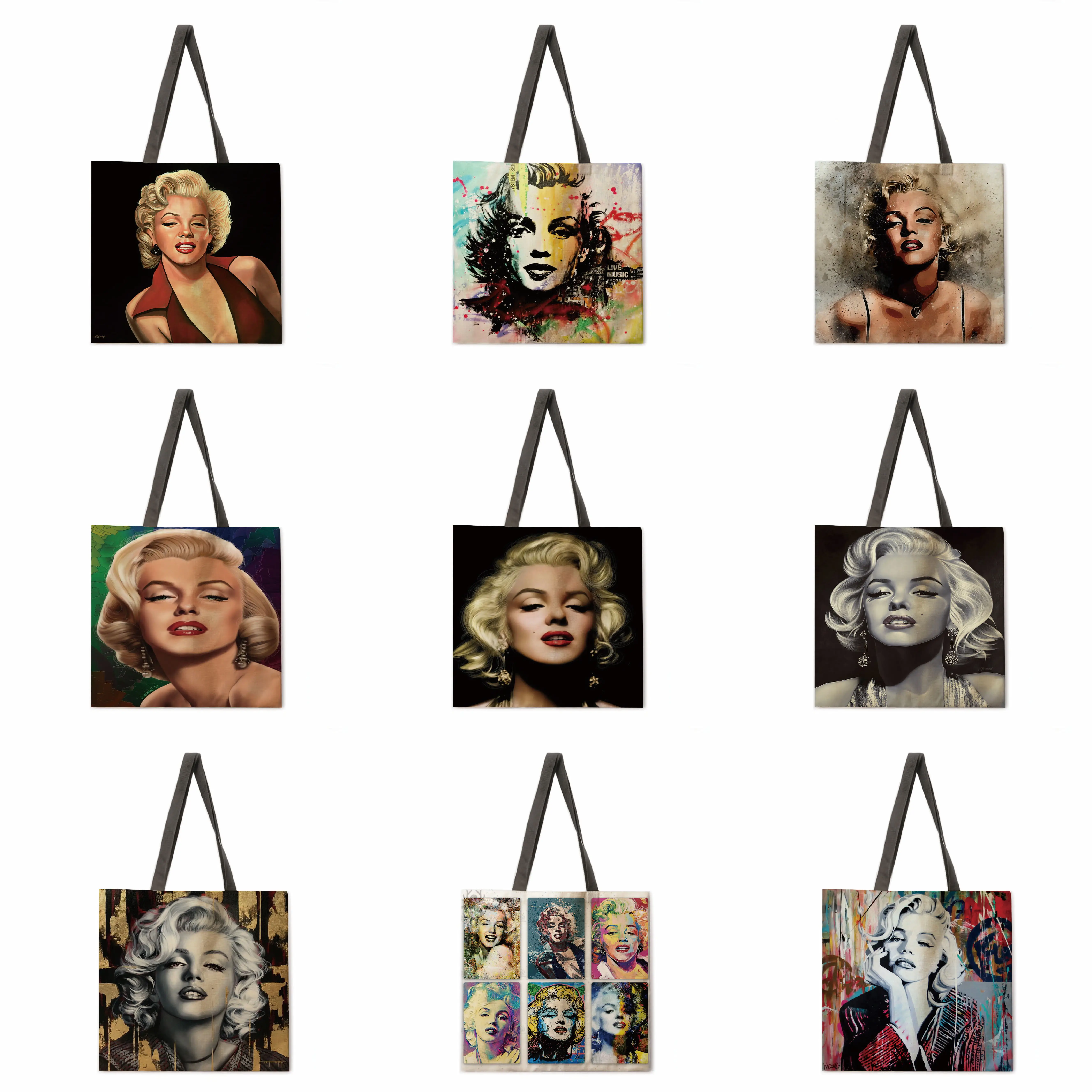 Ladies leisure handbag Monroe oil painting print handbag Ladies shoulder bag Outdoor beach bag Foldable shopping bag