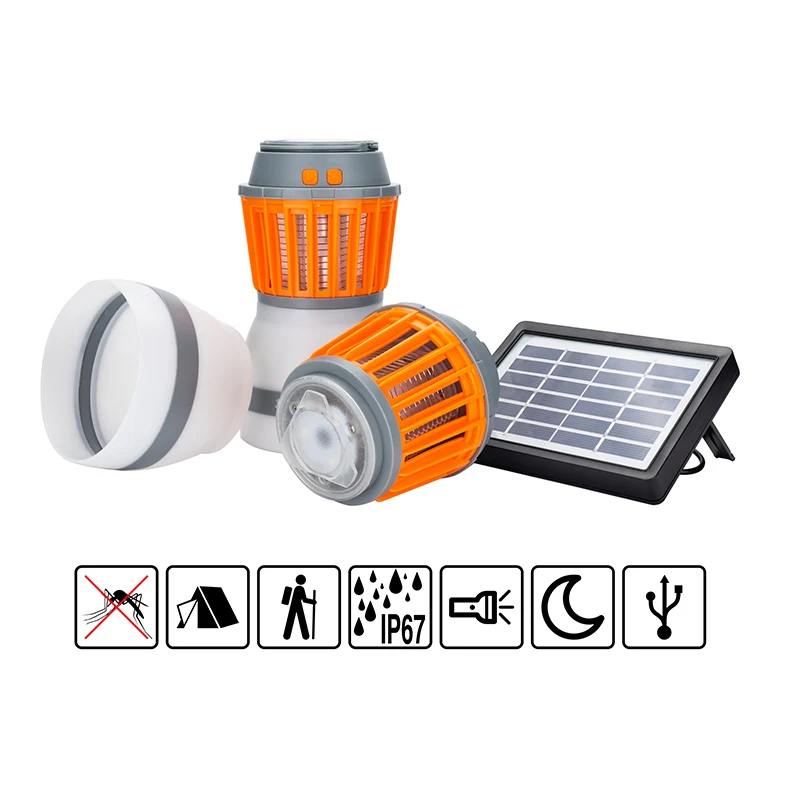 Portable LED Mosquito Killer Waterproof IP67 50lm 100lm 280lm USB Solar Home Electric Mosquito Killer Photocatalysis mute Lamp