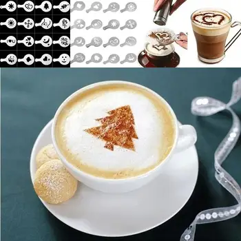 

Art 16 PCS/Set Coffee Stencils C0ffee Decorating Mold Latte Molds Coffee Tool