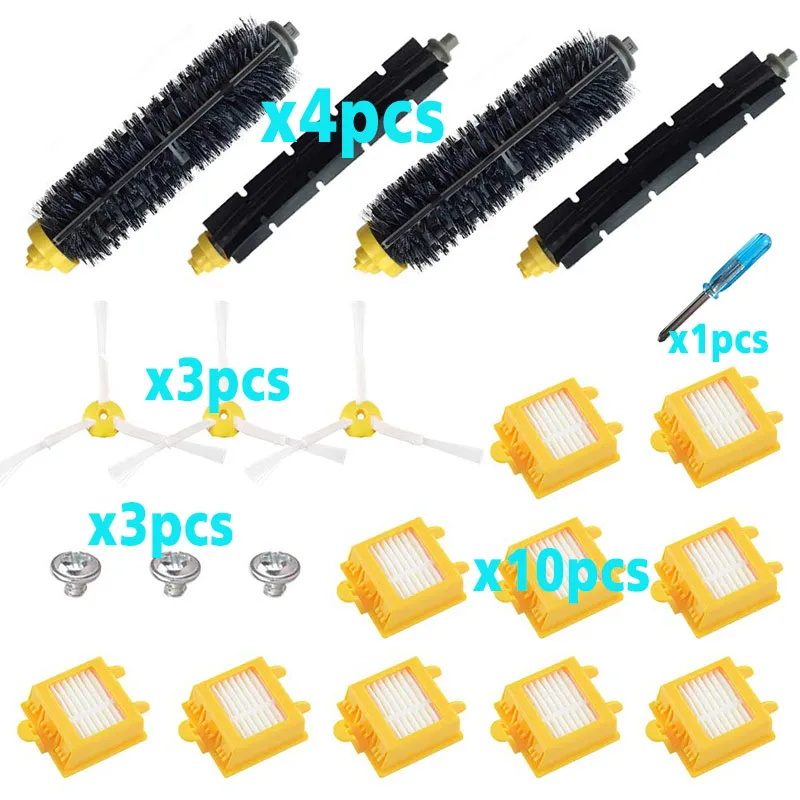 21pcs-set Фильтр однократного применения щетина и гибкая резиновая щетка боковая щетка Запасной комплект для iRobot Roomba 700 серии 760 770 780 790 аксессуар - Цвет: 21pcs-set