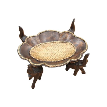 

Wooden Candy Dish Elephant Stand Elegant Snacks Dish Fruit Tray Serving Dish Dessert Plate for Office Restaurant Home