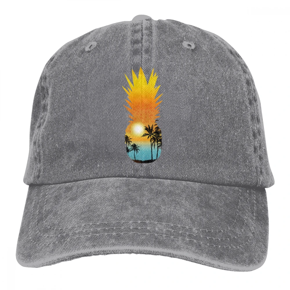 Ананас пляж сцена Casquette натуральный унисекс Мужские Женские джинсовые бейсболка с ремешком кепки Регулируемый Гольф папа шляпа