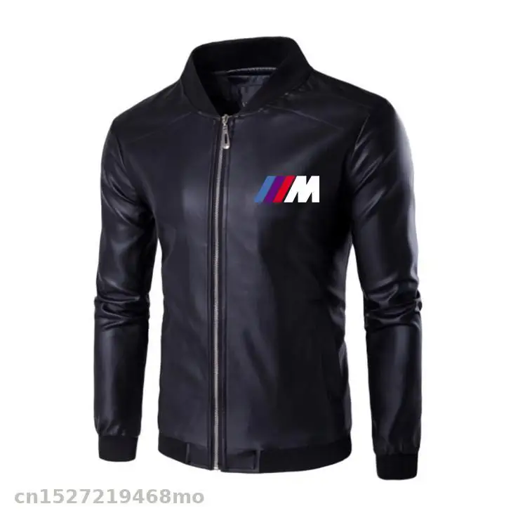 Мотоциклетная куртка из искусственной кожи с воротником-стойкой и карманами на молнии, мужская куртка для bmw, пальто из искусственной кожи, модная верхняя одежда - Цвет: Черный
