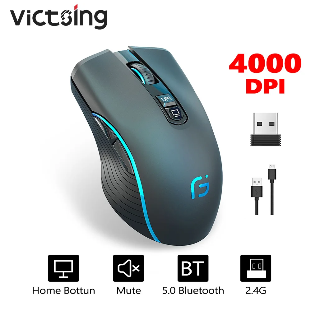 Мышь беспроводная VicTsing X9 2 4 ГГц Bluetooth 5 0 4000DPI | Компьютеры и офис