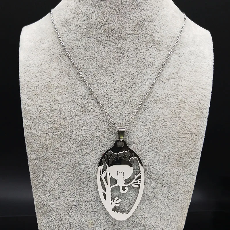 Мода кошка нержавеющая сталь цепь ожерелье для женщин серебряного цвета ожерелья ювелирные изделия acero inoxidable joyeria Mujer N19671