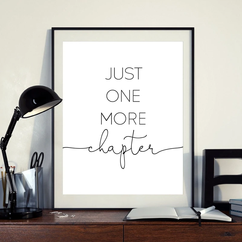 

Just One More Chapter Book Prints Gift For Writers Book Lover Reading Quotes Poster Canvas Painting Picture Home Wall Art Decor