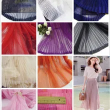 Тюль плиссе в гармошку ткань для плиссированного платья сетка гармошка гофрированная плиссированная мнущаяся ткань