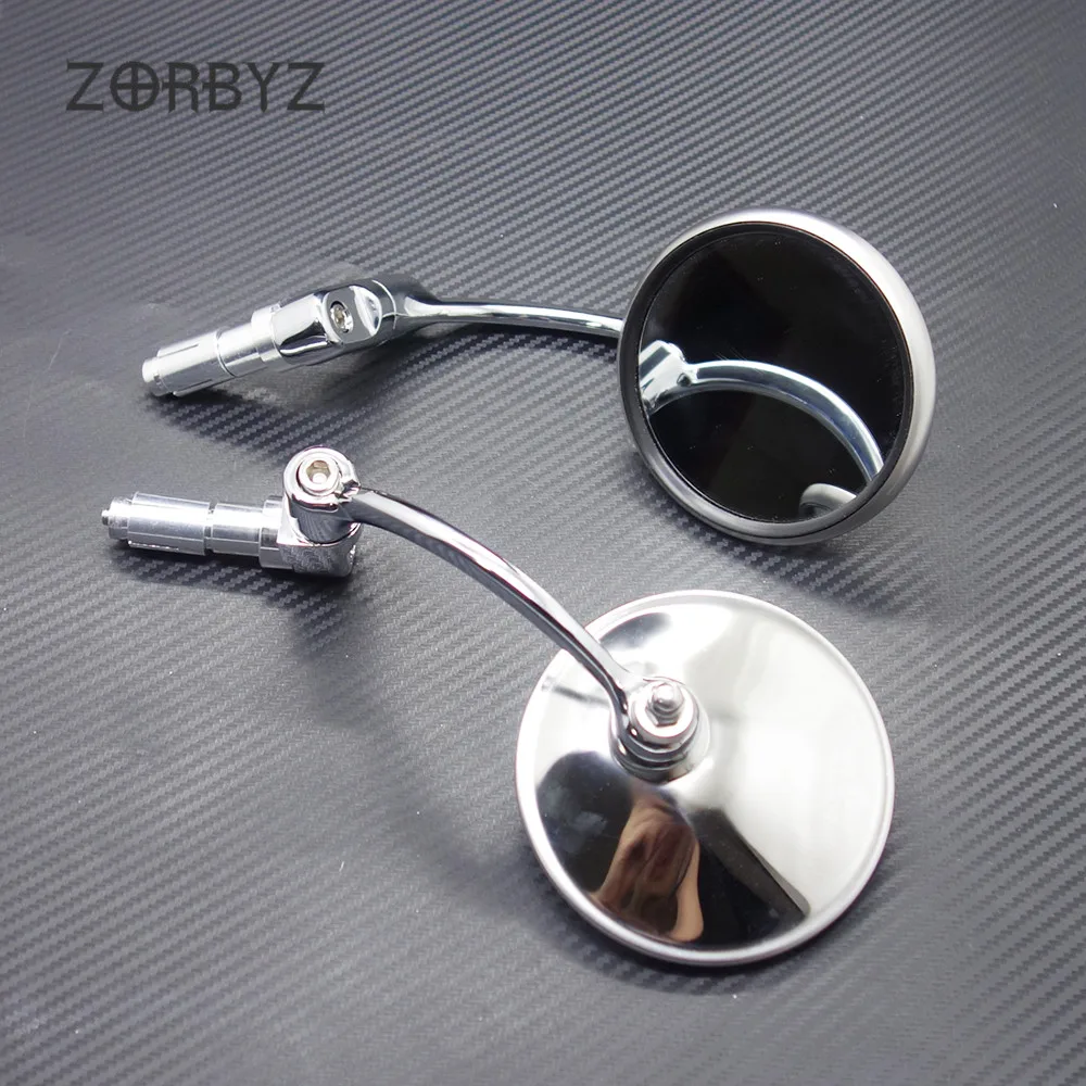 ZORBYZ мотоцикл 7/" 22 мм серебряные круглые зеркала Ручка Бар Конец сторона зеркало заднего вида для Kawasaki Suzuki Кафе Racer на заказ
