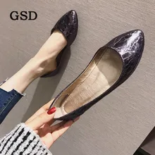 Классическая Осенняя удобная женская обувь; модные туфли на плоской подошве с острым носком; тонкие туфли золотистого цвета; Размеры 35-41