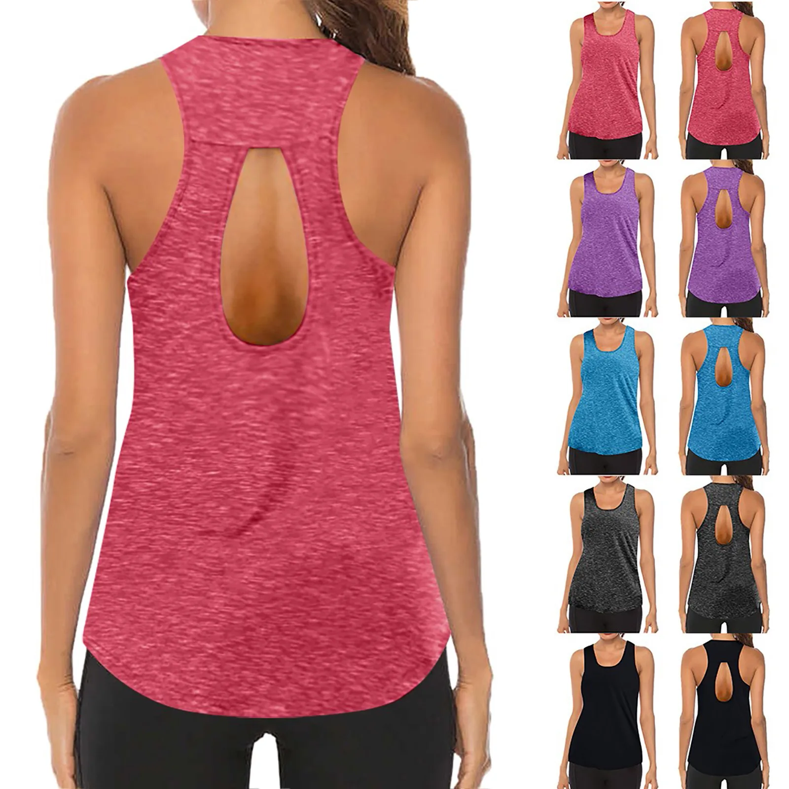 Summer Women Fashion Solid Colors Round Neck Sleeveless Breathable