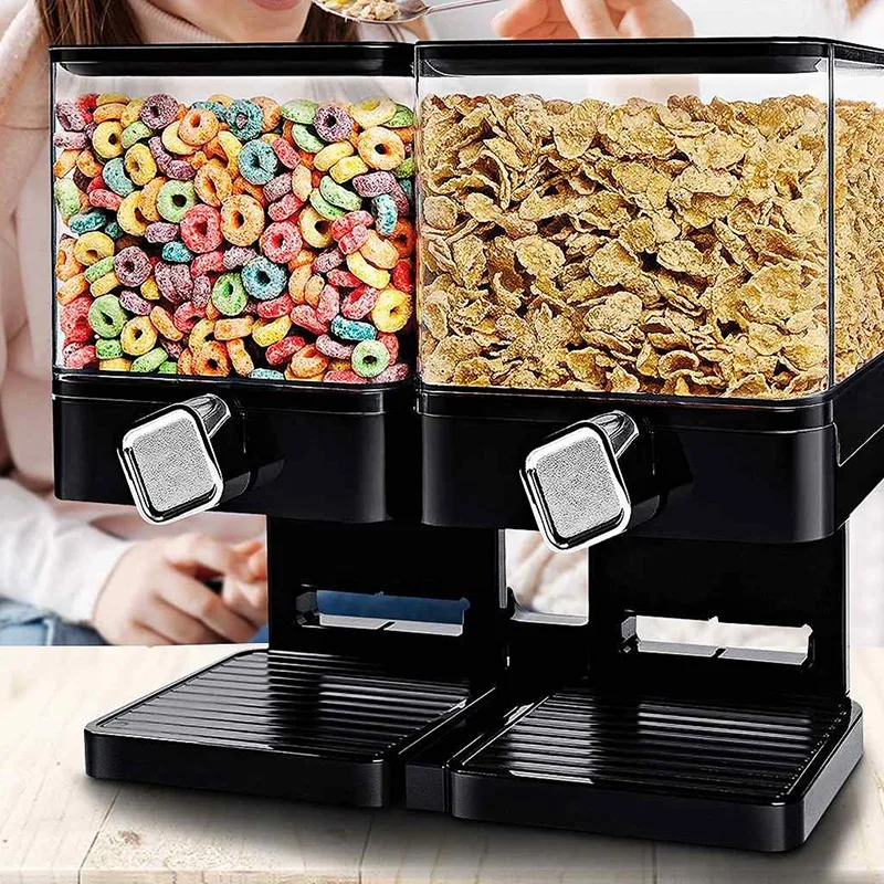 Double Cereal Dispenser Storage Container Dry Food Snack Kitchen Canister Fresh for Kitchen Storage Food Bottle