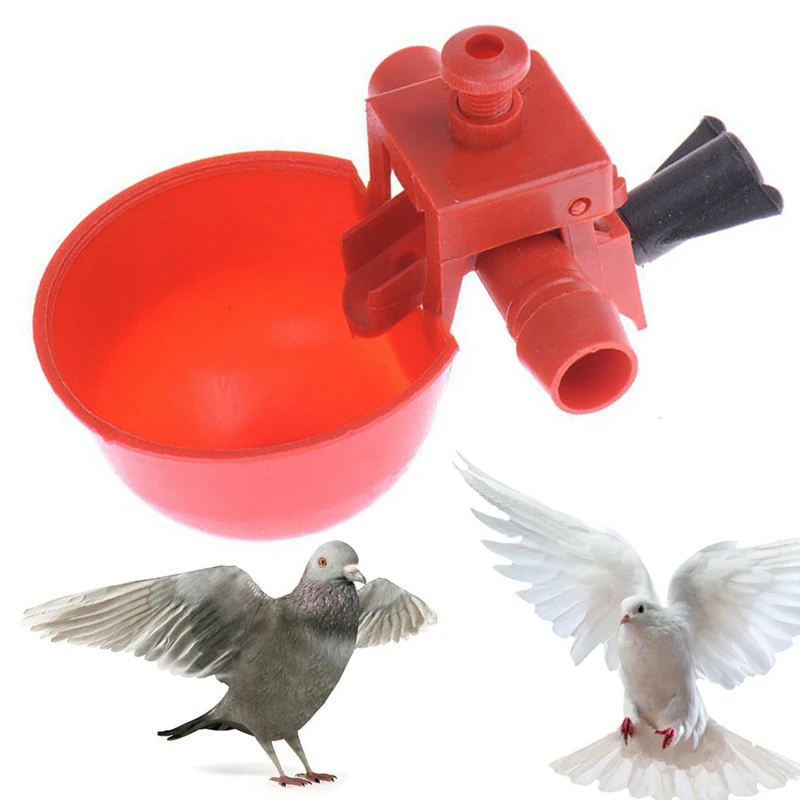 Red Automatic Quail Waterer Animal Feeders Automatic Bird Coop Feed Poultry Chicken Fowl Drinker Water Drinking Cups