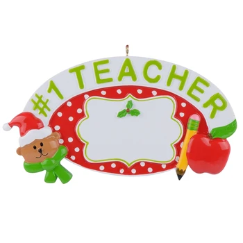 

#1 Teacher Personalized Polyresin Christmas Ornament as Handcraft Souvenir For Teacher Gift Home Decoration