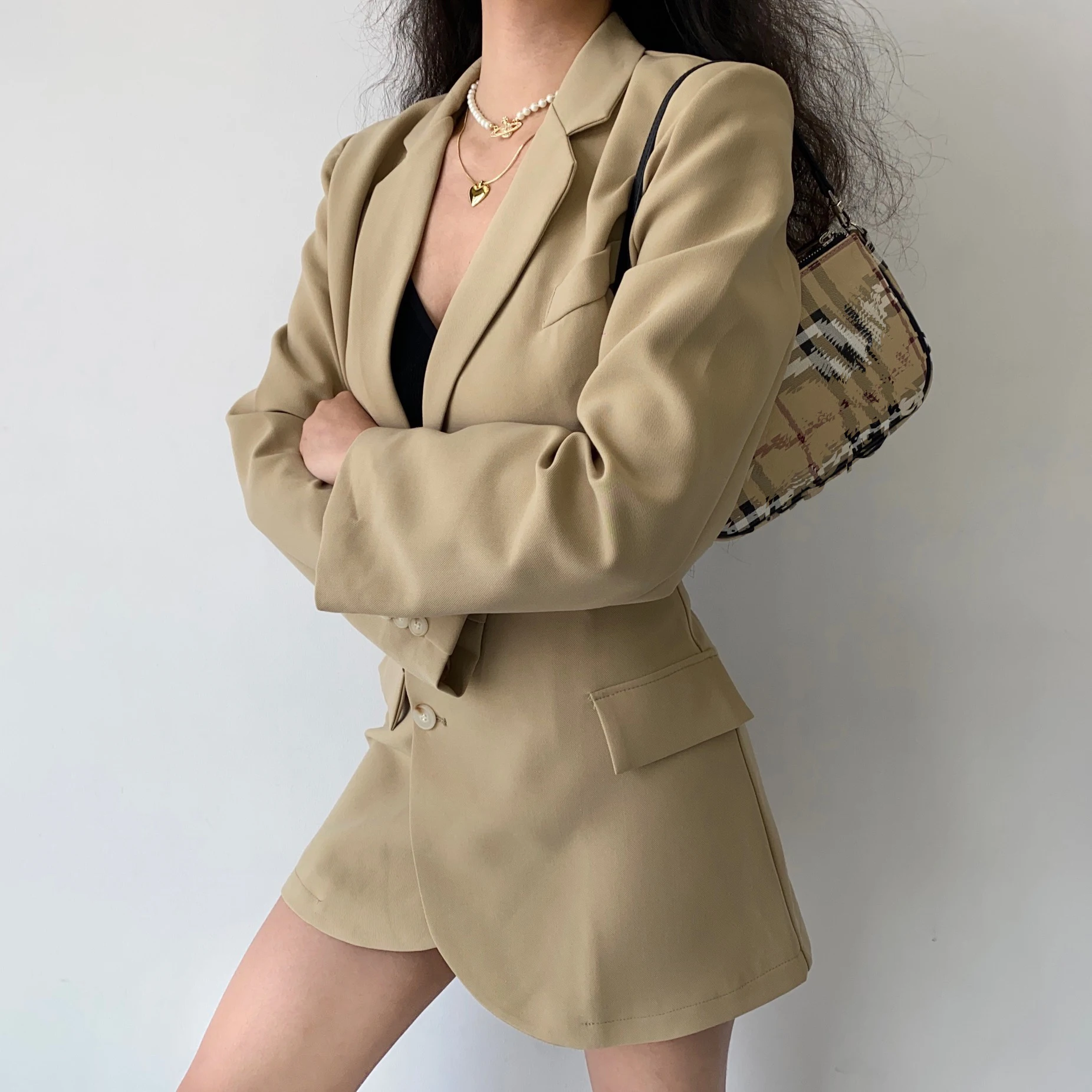 Short blazer, Beige