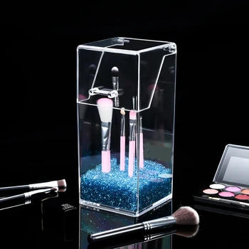 

Cosmetics Storage Container Sundries Case Transparent Makeup Brush Storage Box Cosmetic Organizer Holder Dustproof Stand
