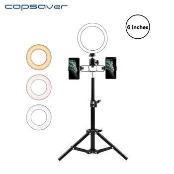 

Ring Light 6inch Desktop Video Light 16cm Selfie Fill Light Photography USB Plug with 50cm Tripod Phone Holder 3200-5600K